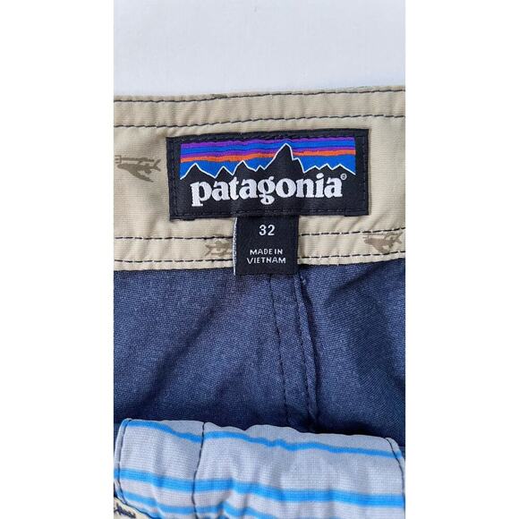 Patagonia Blue Stripe Shorts Men 32 Wavefarer Boardshorts 86621 Gorpcore - Picture 3 of 8